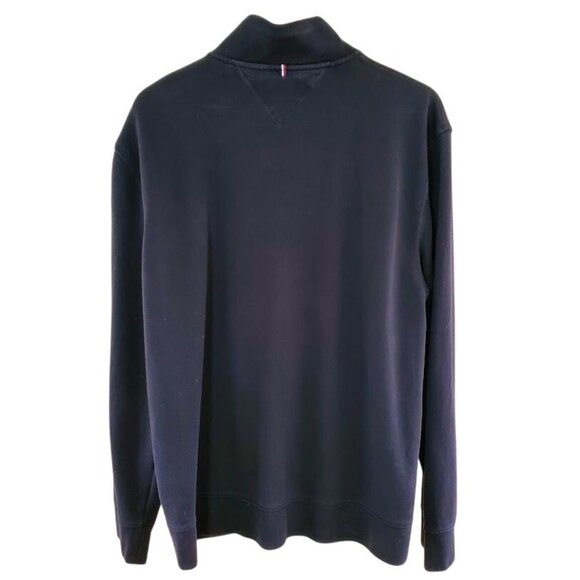 Tommy Hilfiger Quarter Zip Sweater XL | Navy Blue 100 % Cotton | Classic Preppy - Picture 2 of 6
